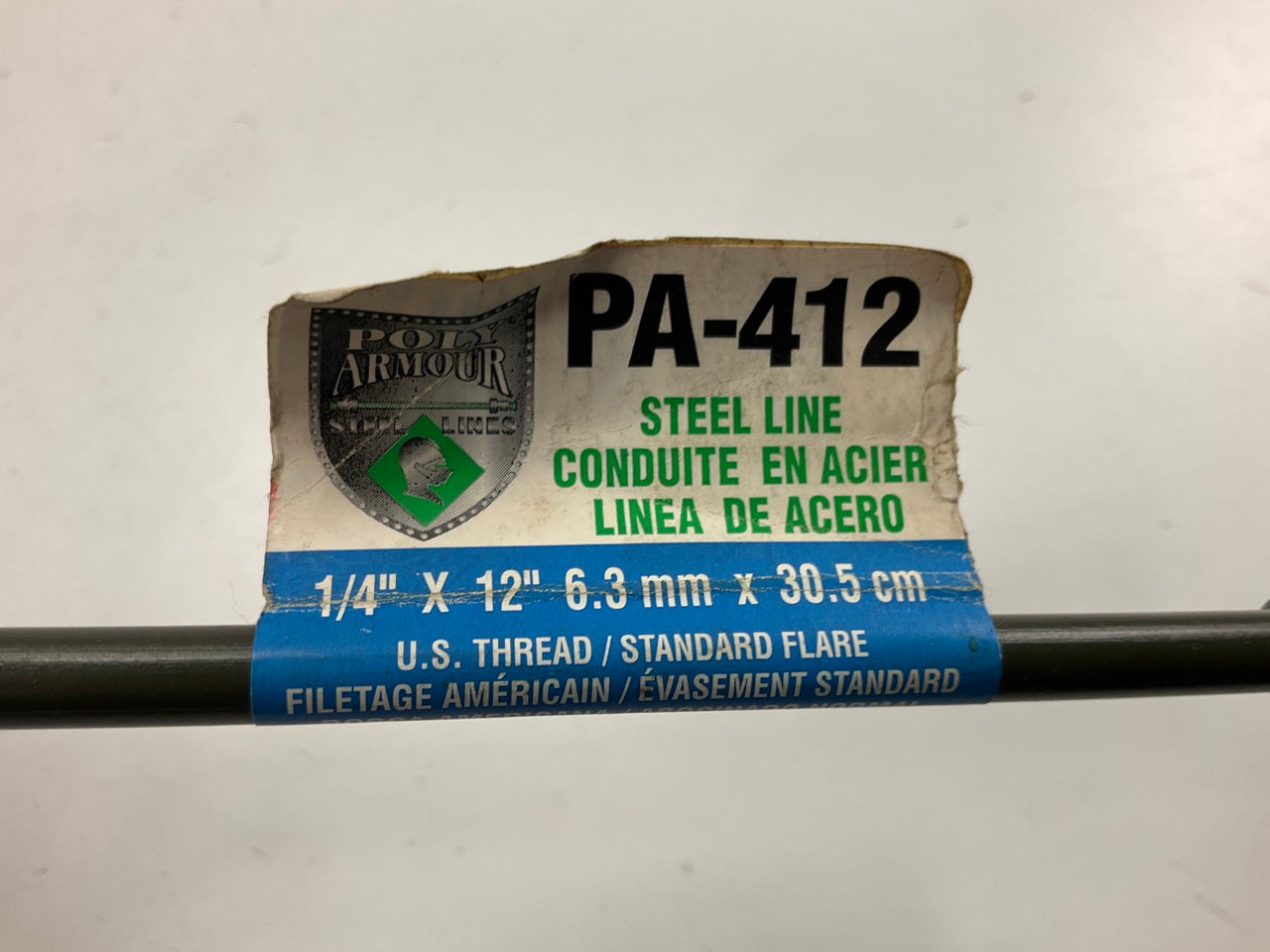 (5) AGS Universal Coated Steel Brake Line: 12'' Long, 1/4'' Dia, 7/16-24'' Thread