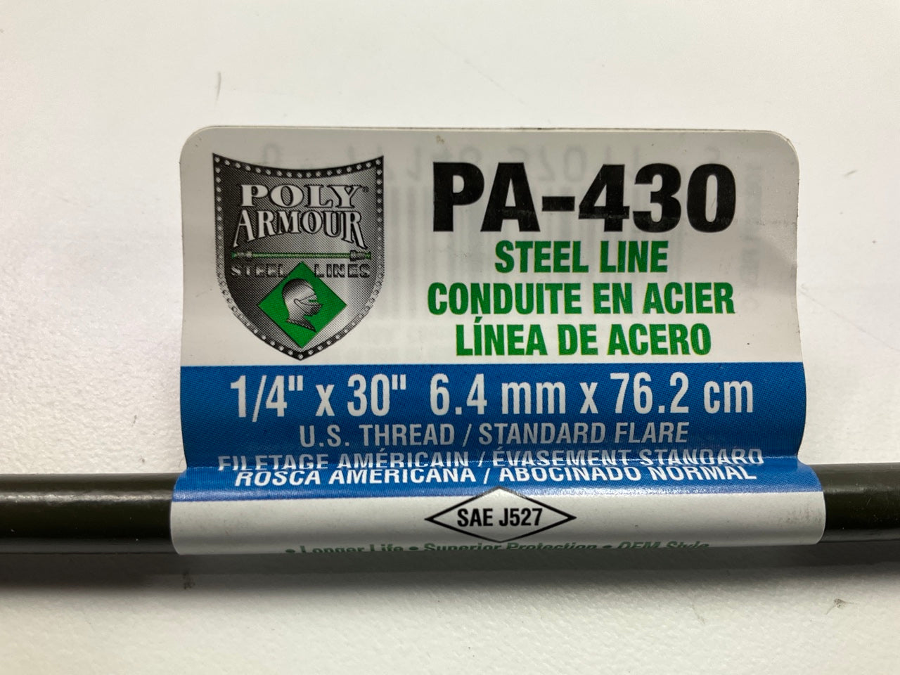 (10) AGS PA430 PVF Coated Steel Brake Line: 30'' Long, 1/4'' Diameter, Universal