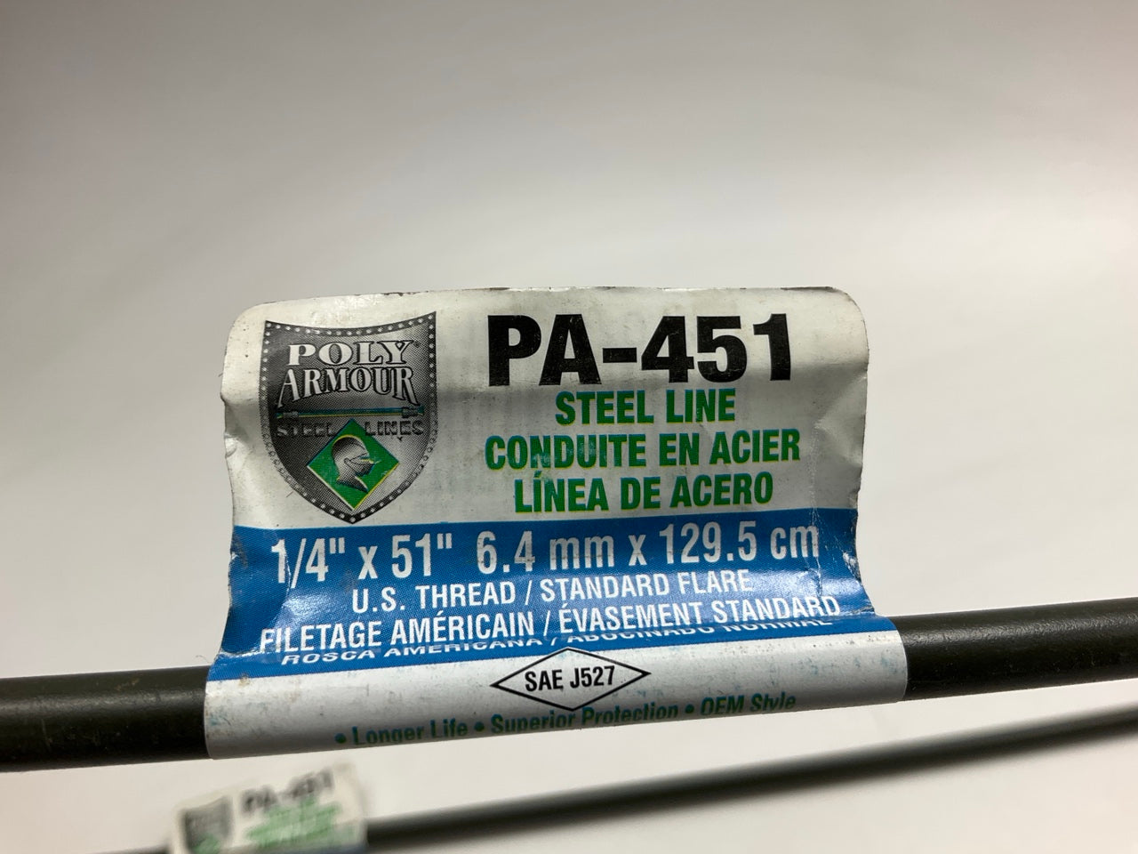 (5) AGS PA-451 PVF Coated Steel Brake Line: 51'' Long, 1/4'' Diameter, Universal