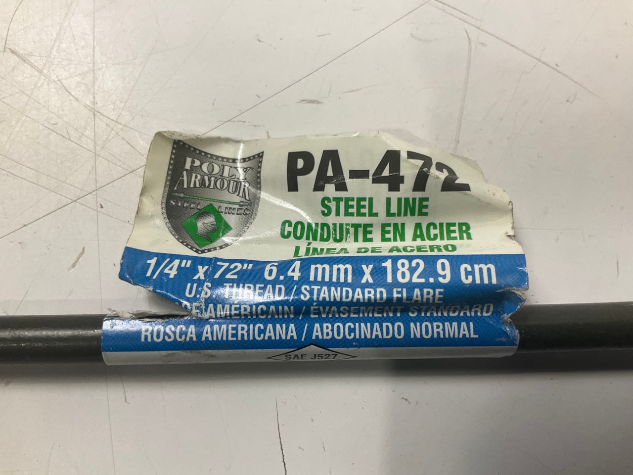 AGS PA-472 Domestic Poly-Armour PVF Steel Brake Line 1/4'' X 72''