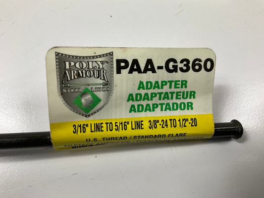 AGS PAA-G360 PVF Steel Brake Line Adapter, 3/16'' X 8, ( 3/8''-24 X 1/2''-20 Inv.)