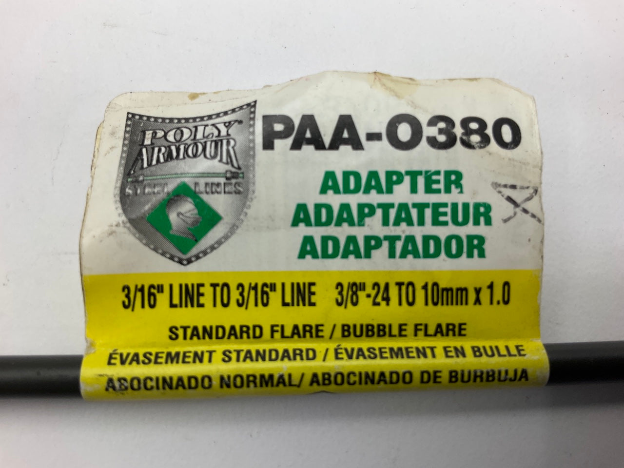 AGS PAA-O380 PVF Brake Line Adapter 3/16'' X 8 (3/8''-24 Inverted)(M10x1.0 Bubble)