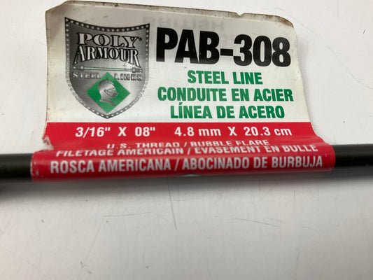 AGS PAB-308 PVF Coated Steel Brake Line: 8'' Long, 3/16'' Diameter, Universal