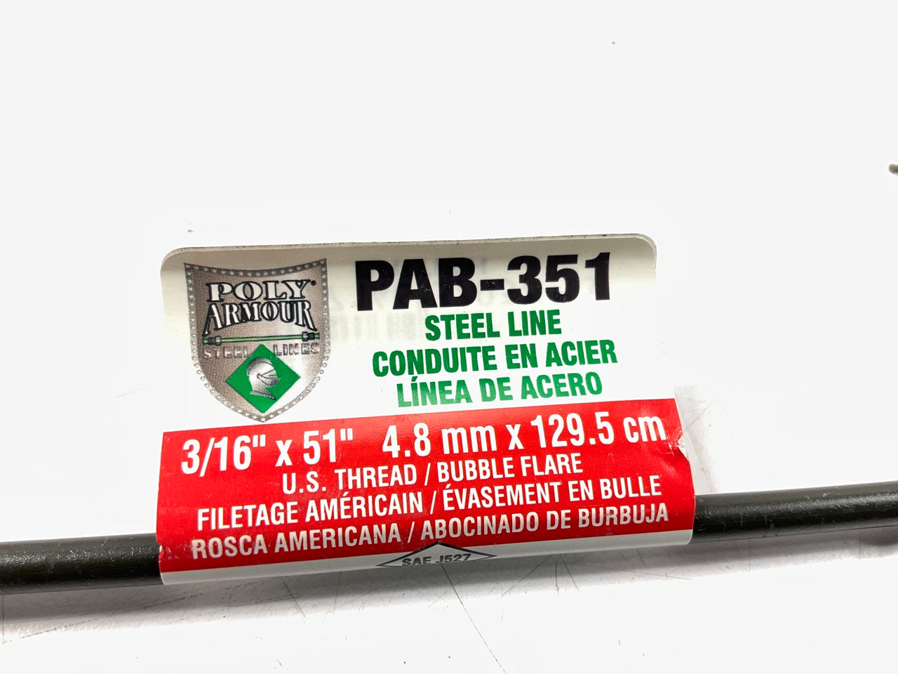 (5) AGS PAB-351 PVF Coated Steel Brake Line: 51'' Long, 3/16'' Diameter, Universal