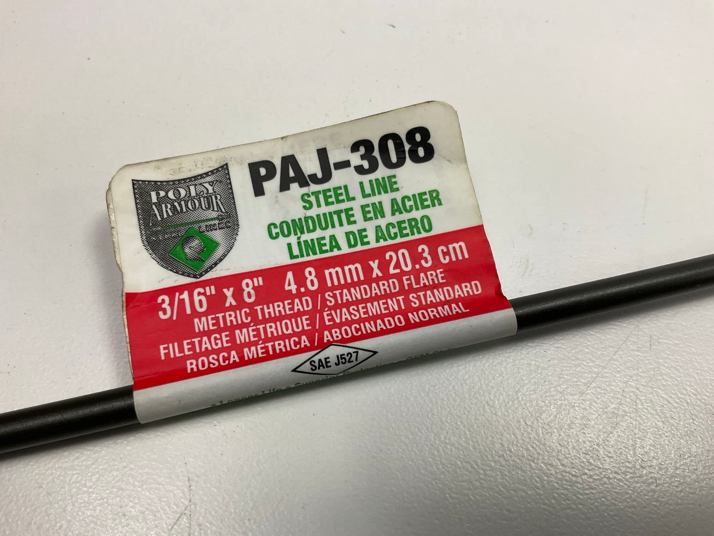 (5) AGS PAE-308 PVF Coated Steel Brake Line: 8'' Long, 3/16'' Diameter, Universal