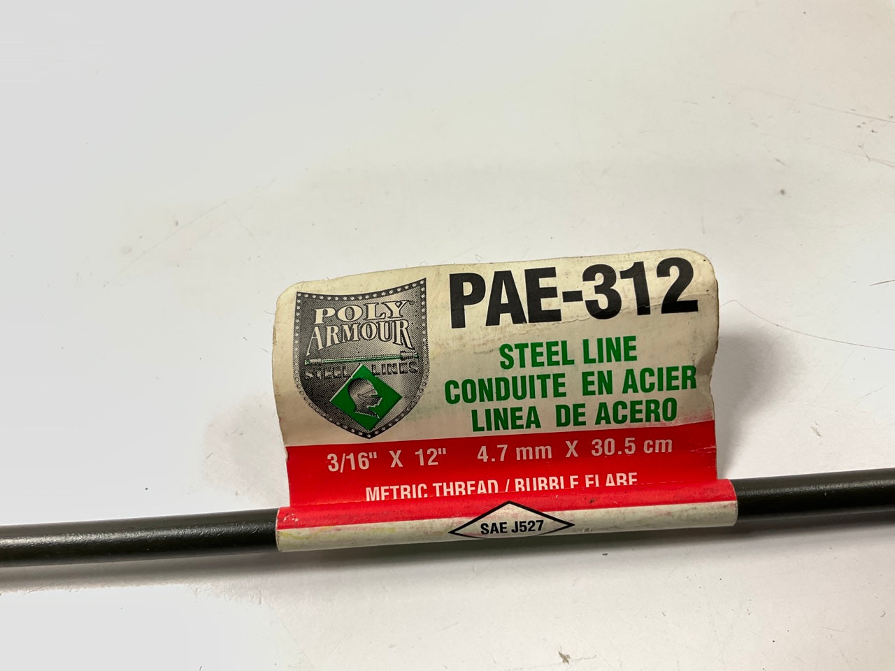 AGS PAE-312 PVF Coated Steel Brake Line: 12'' Long, 3/16'' Diameter, Universal
