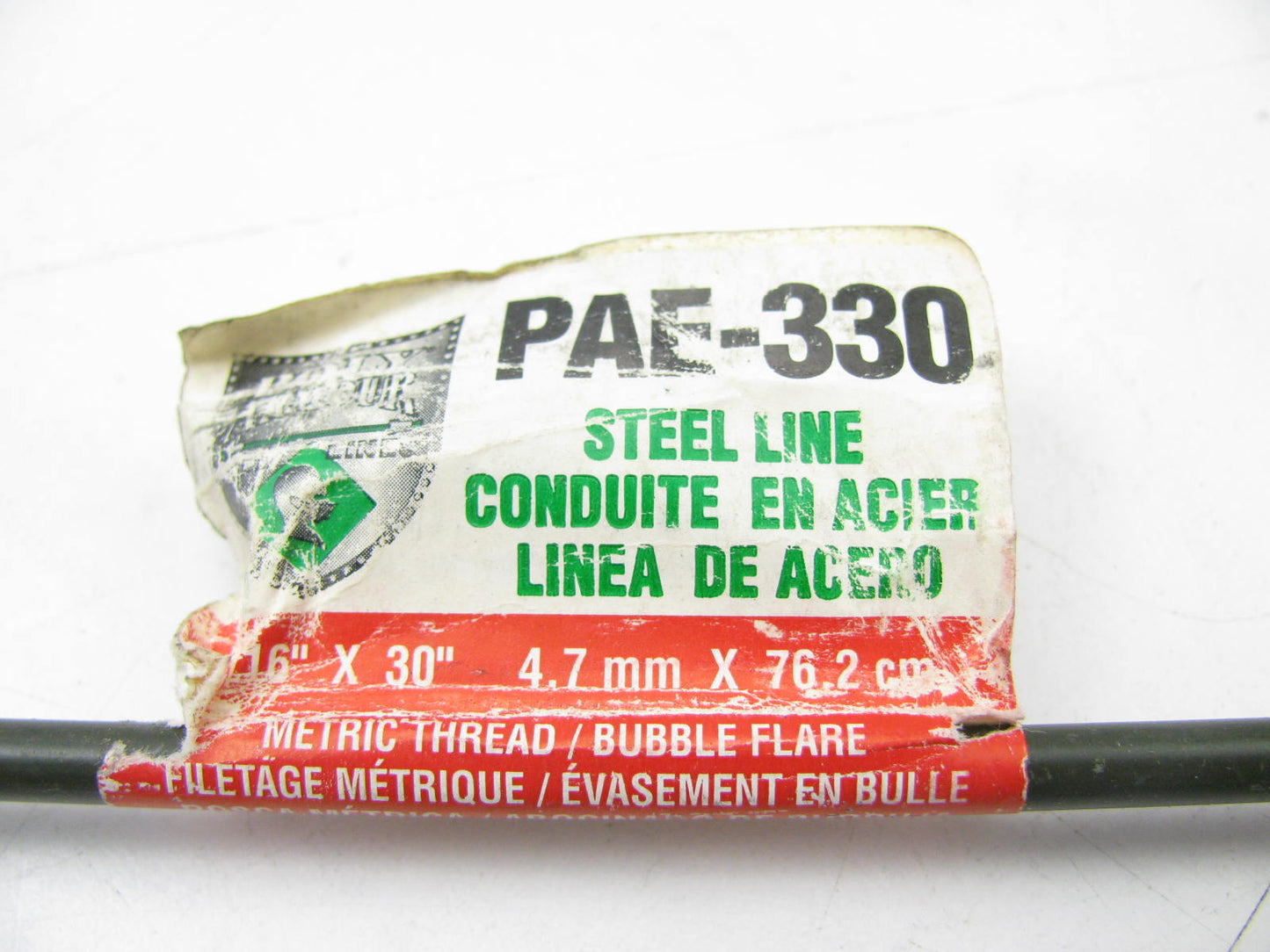 AGS PAE-330 Metric Threaded Bubble Flare Steel Brake Line - 3/16'' X 30''