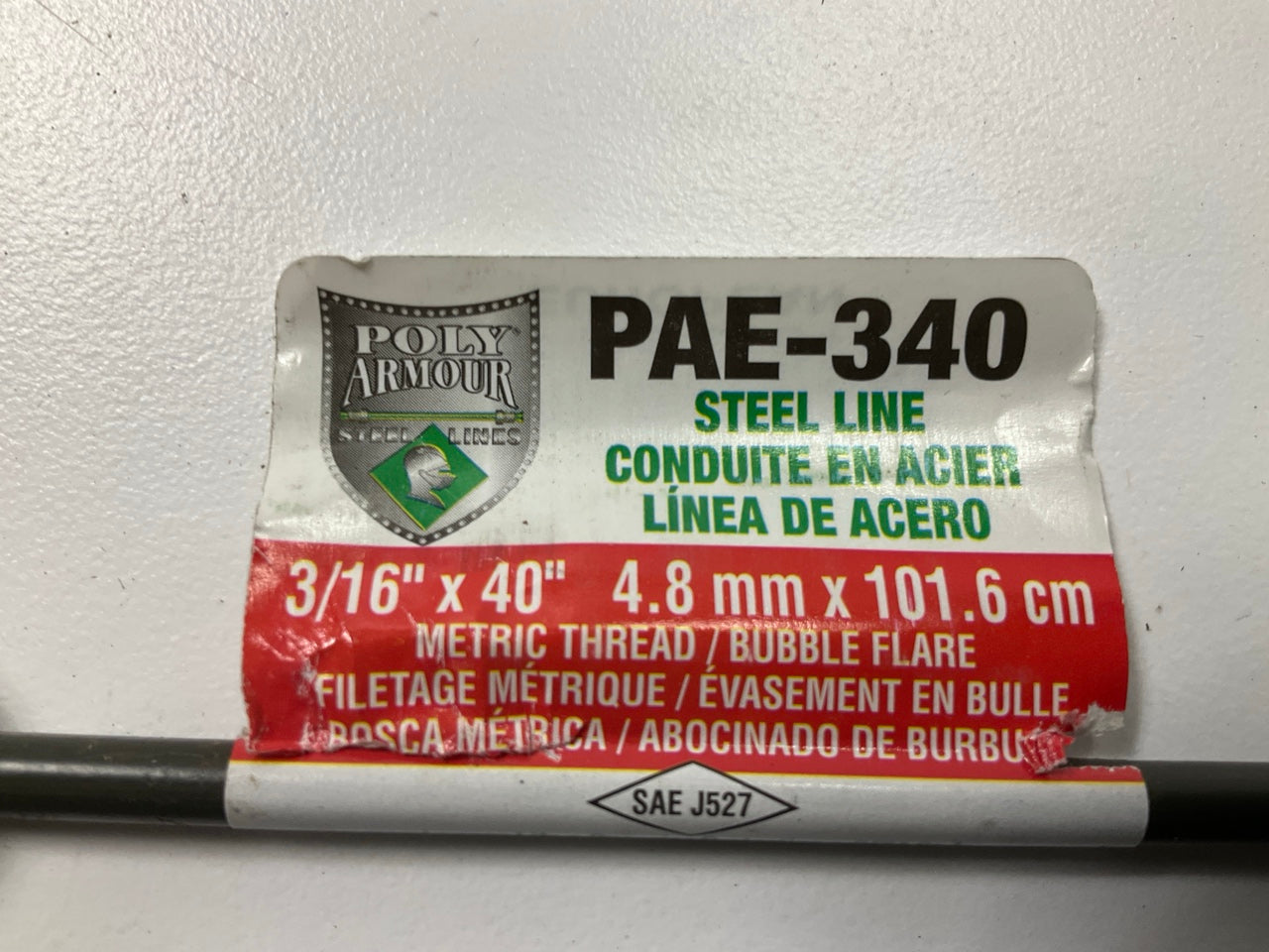 (6) AGS PAE-340 PVF Coated Steel Brake Line, 40'' Long, 3/16'' Diameter, M10X1MM