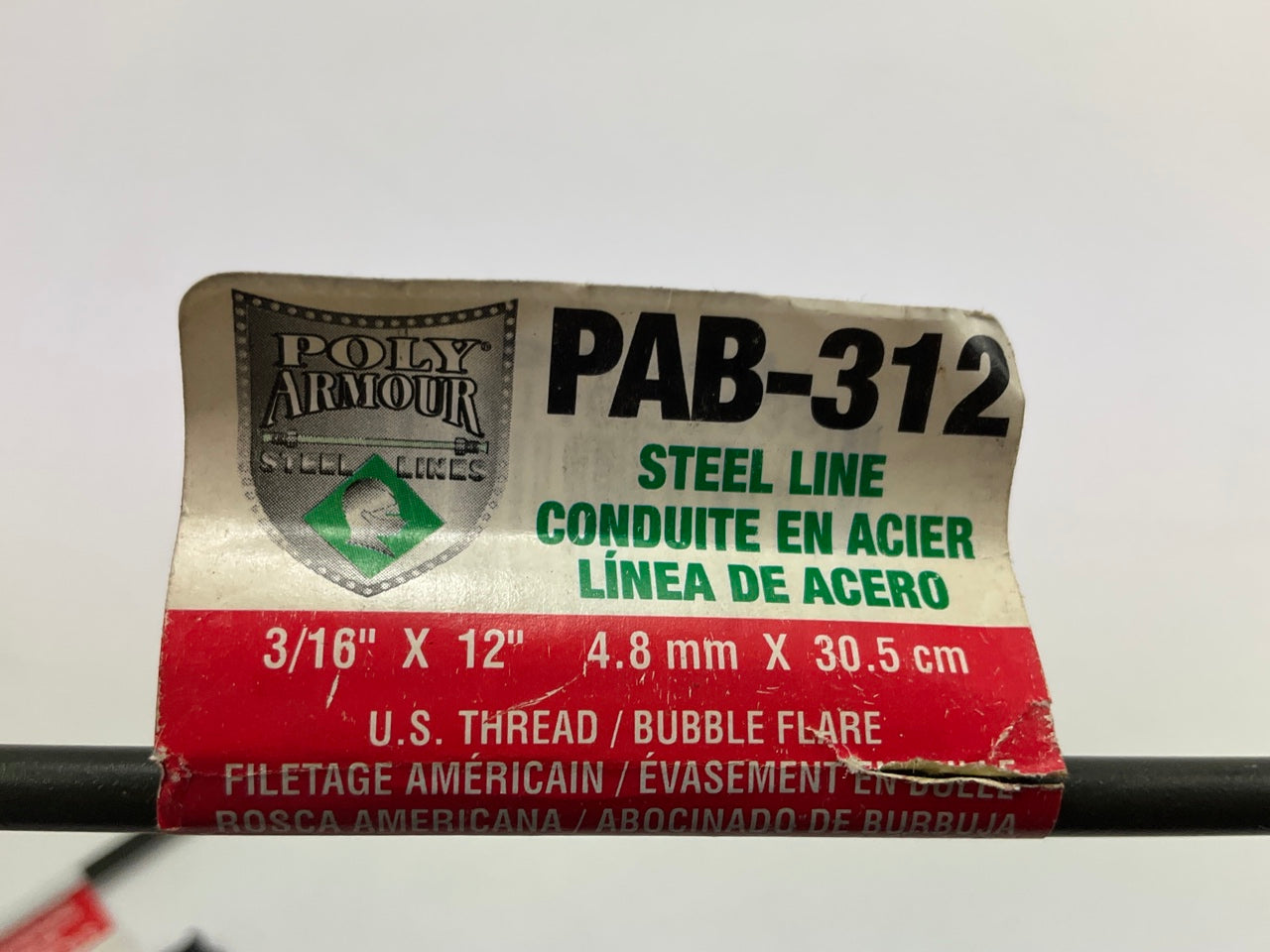 (10) AGS PAE312 PVF Coated Steel Brake Line: 12'' Long, 3/16'' Diameter, Universal