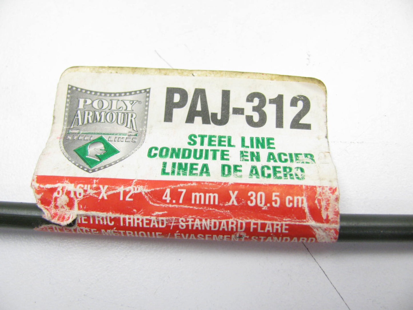 AGS PAJ312 Metric Thread Standard Flare Steel Brake Line - 3/16 X 12'', M10x1mm