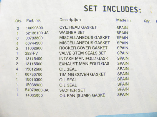 Ajusa 50148800 Full Engine Head Gasket Set For 1994-1997 Saab 900 2.5L V6