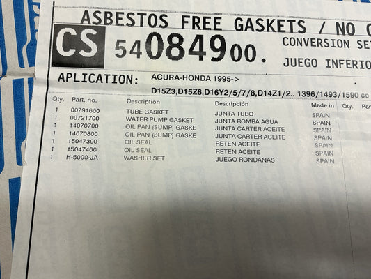 Ajusa CS54084900 Conversion (Lower) Gasket Set For 1995-00 Honda Civic 1.5L 1.6L