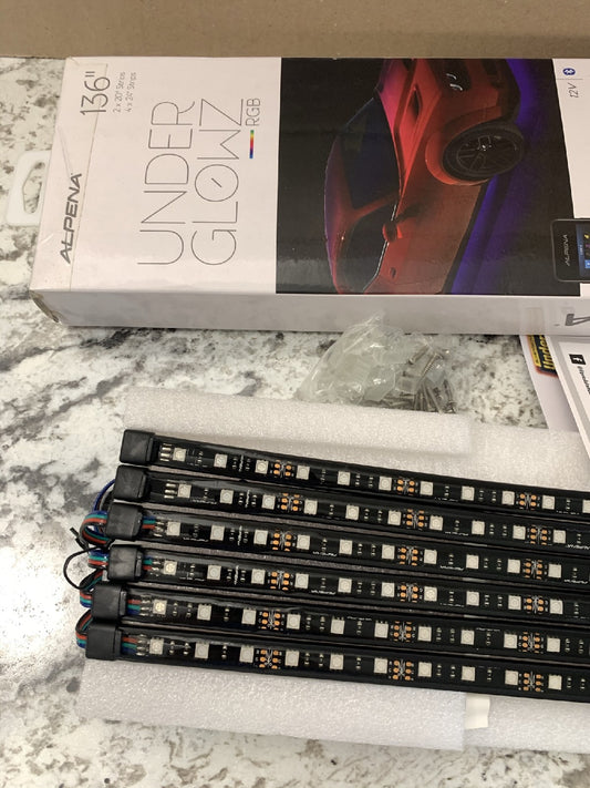 Alpena 77048 UnderGlowz RGB LED Smart Light Strip Kit, 136'', Bluetooth Control