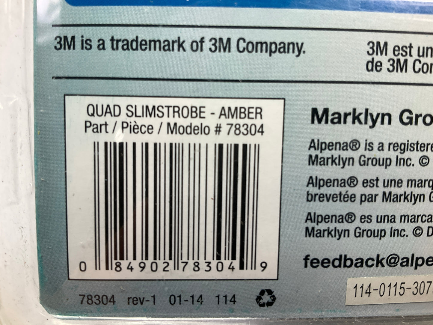 Alpena 78304 Amber Quad Slimstrobe - AMBER - 3 Flash Patterns Strobe Light Lamp