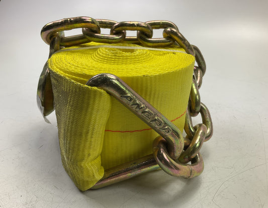 (2) Ancra 43795-15-27 4'' X 27' Flatbed Trailer Winch Tie Down Strap W/ Chain