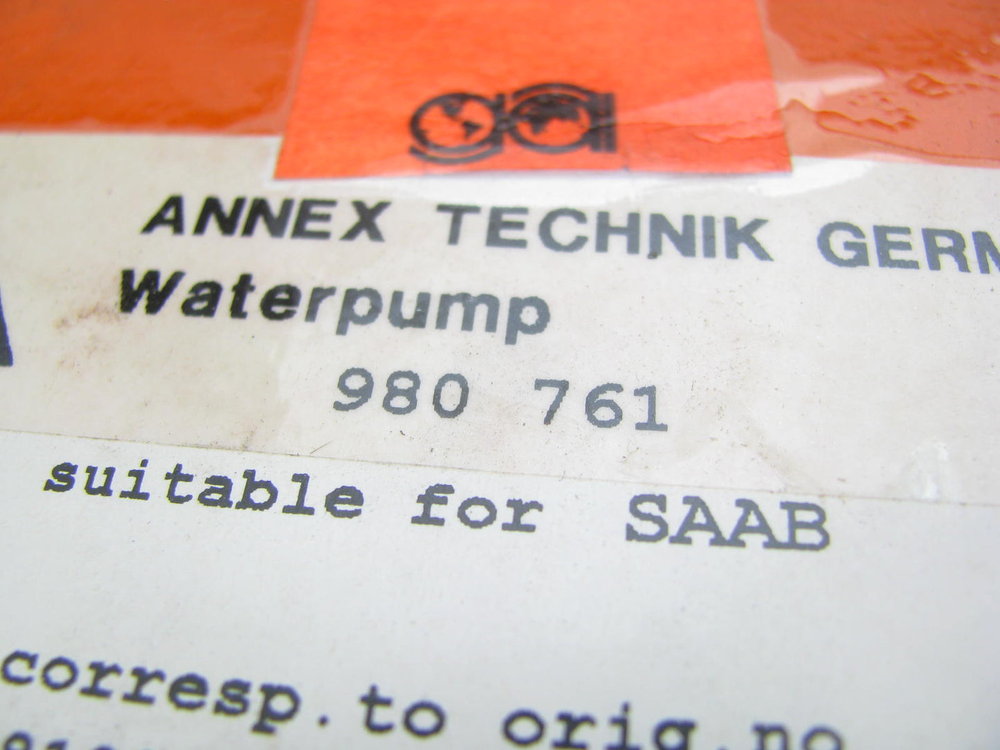 Annex-technik 980761 Water Pump For 1990-1998 Saab 9000