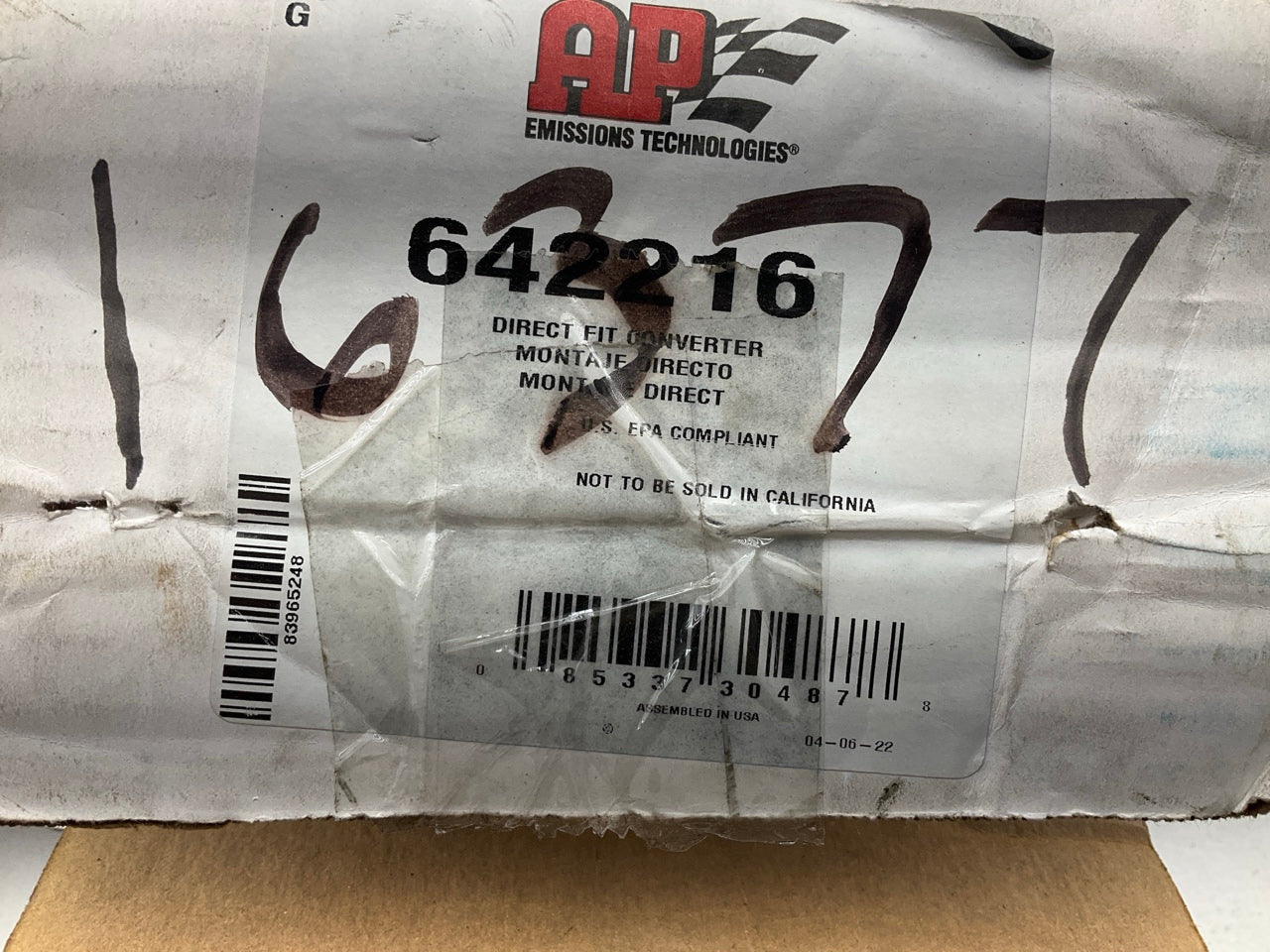 Ap Exhaust 642216 Rear Direct-Fit Catalytic Converter