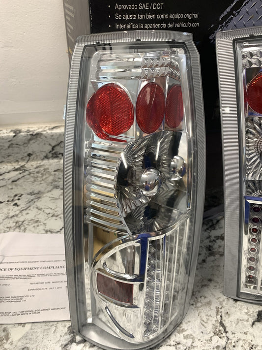 Chrome Clear Lamps Tail Lights For 1988-1998 Chevy GMC C/K Pickup Suburban Yukon
