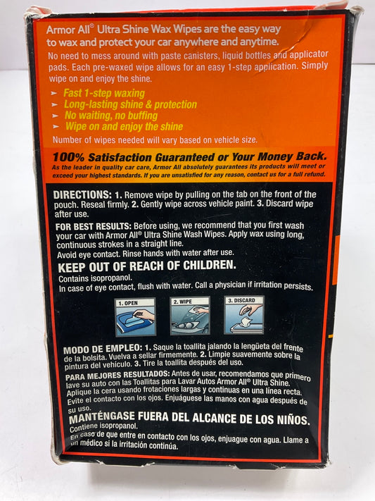 Armor All 203037 Ultra Shine Wax Wipes 12 XL Wipes 10'' X 15''