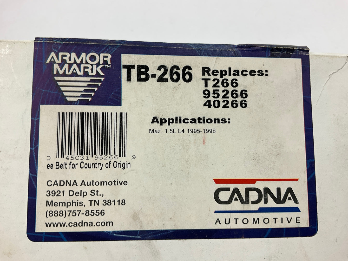 Armormark TB-266 Engine Timing Belt For 1995-1998 Mazda Protege 1.5L-L4
