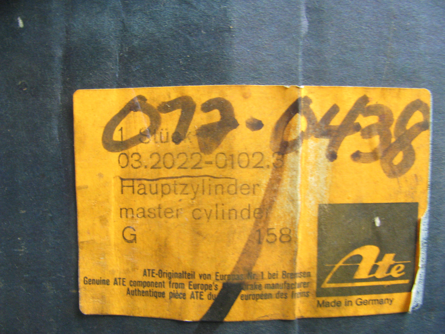 Vintage ATE 03.2022-0102.3 Brake Master Cylinder For Volvo
