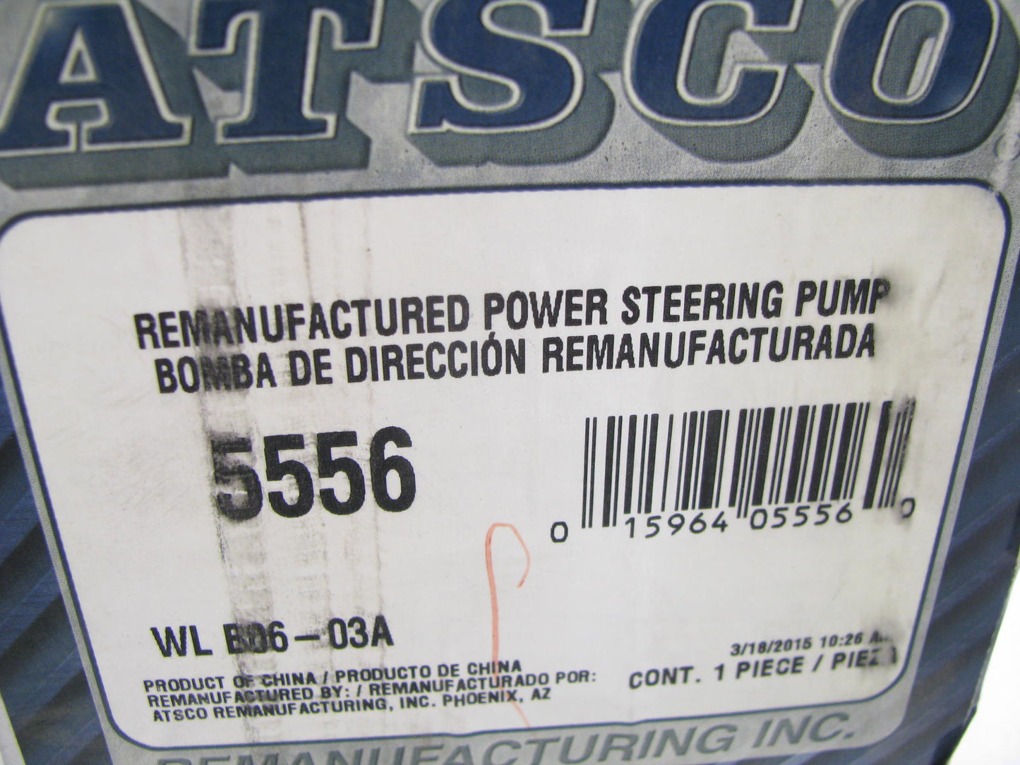 Atsco 5556 Remanufactured Power Steering Pump For 1998-2002 Honda Accord
