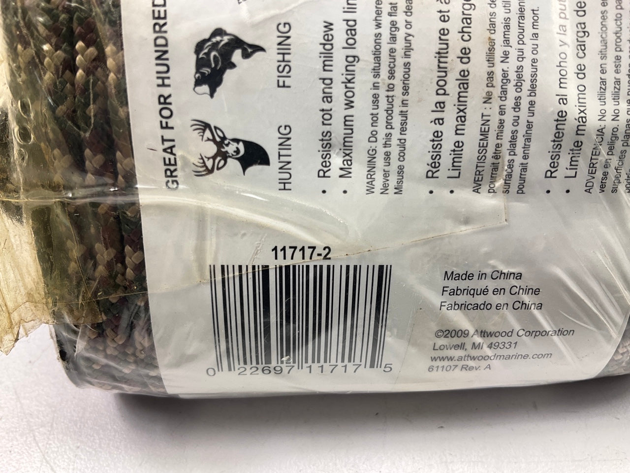 Attwood 11717-2 CAMO Diamond Braid MFP Utility Rope Cord Line - 1/8'' X 50'
