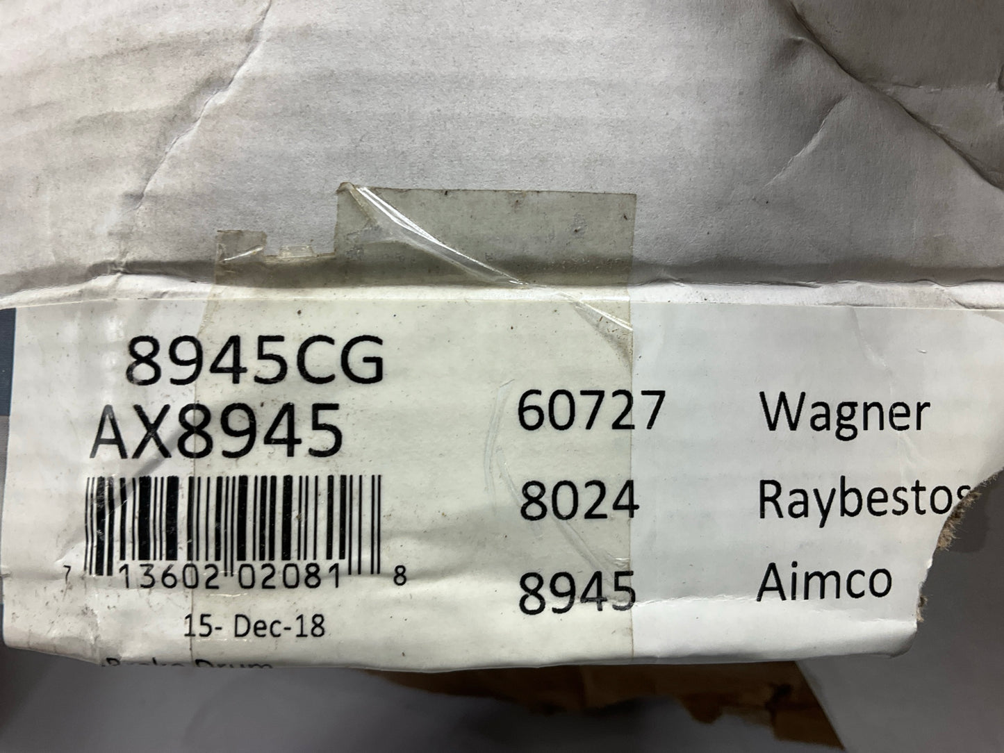 Auto Extra AX8945 Rear Drum Brake - DENTS ON THE BACK SIDE (SEE PHOTOS)