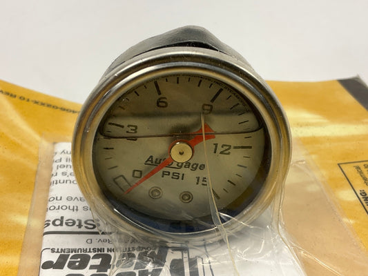 Auto Meter 2178 1-1/2'' Auto Gage Mechanical Fuel Pressure Gauge PSI 0-15 WHITE