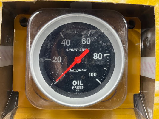 Auto Meter 3421 Sport-Comp 2-5/8'' Mechanical Oil Pressure Gauge, 0-100 PSI