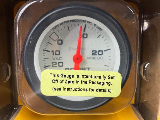 Auto Meter 5703 Phantom 2-1/16'' Mechanical Boost Vacuum Gauge 30 Inhg / 30 Psi