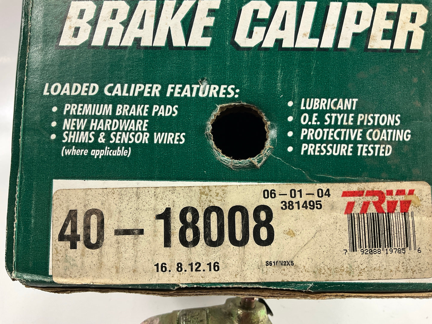 REMAN. Auto Specialty 40-18008 Front Left Disc Brake Caliper With Brake Pads