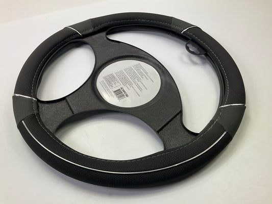 Autocraft AC38921BG - 15'' Black / Grey Chrome Steering Wheel Cover