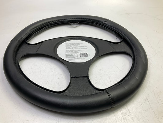 Autocraft AC48204B Black Smooth Faux Leather Steering Wheel Cover 15'' & Smaller
