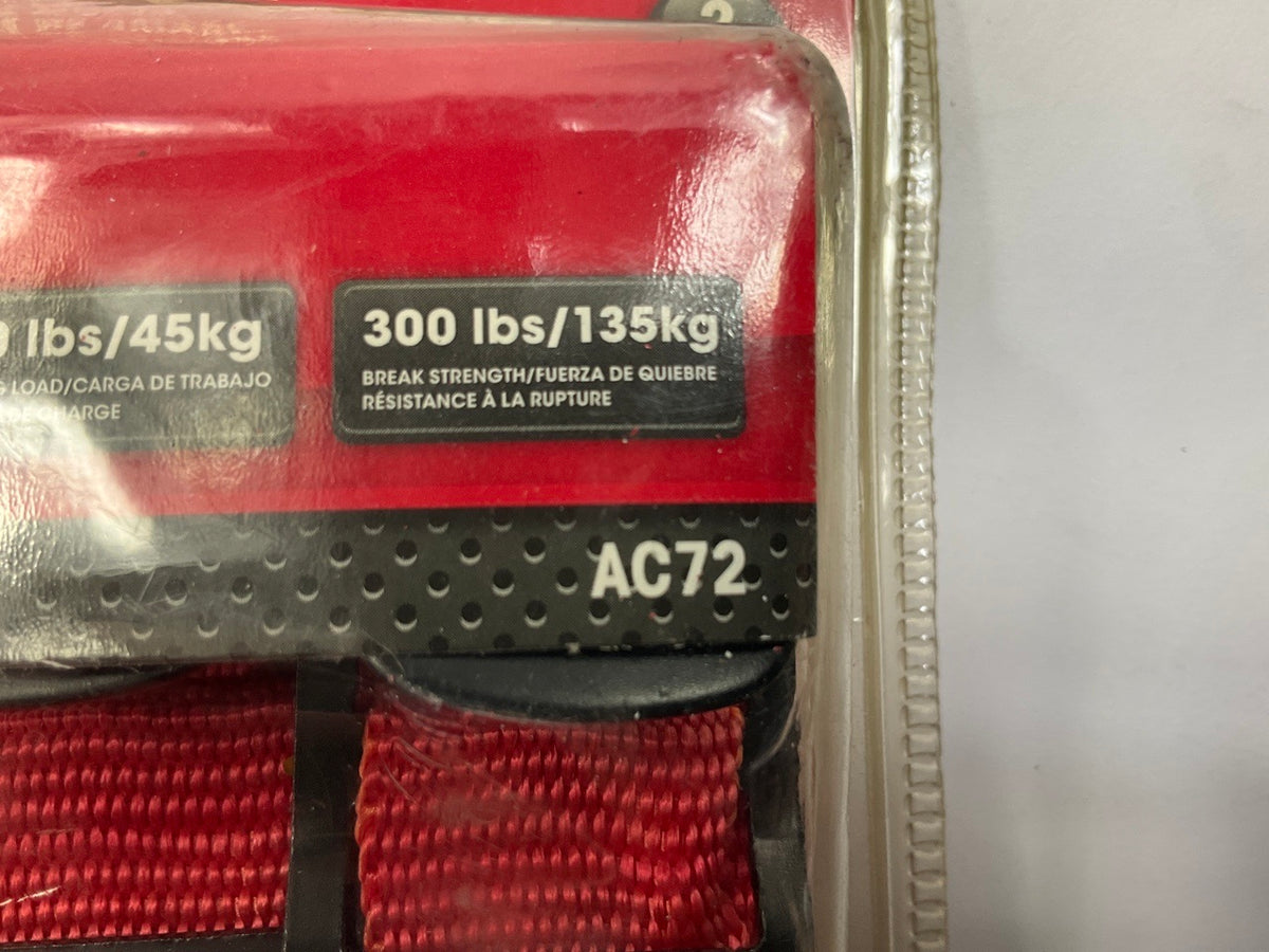 Autocraft AC72 - 1'' X 12' Llong Tie-down Straps, 300 Lb - Pack Of 2