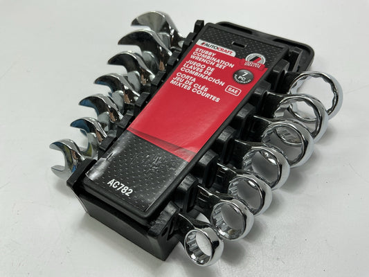 AutoCraft AC782 7-Piece Stubby SAE Combination Wrench Set, 3/8'' - 3/4''
