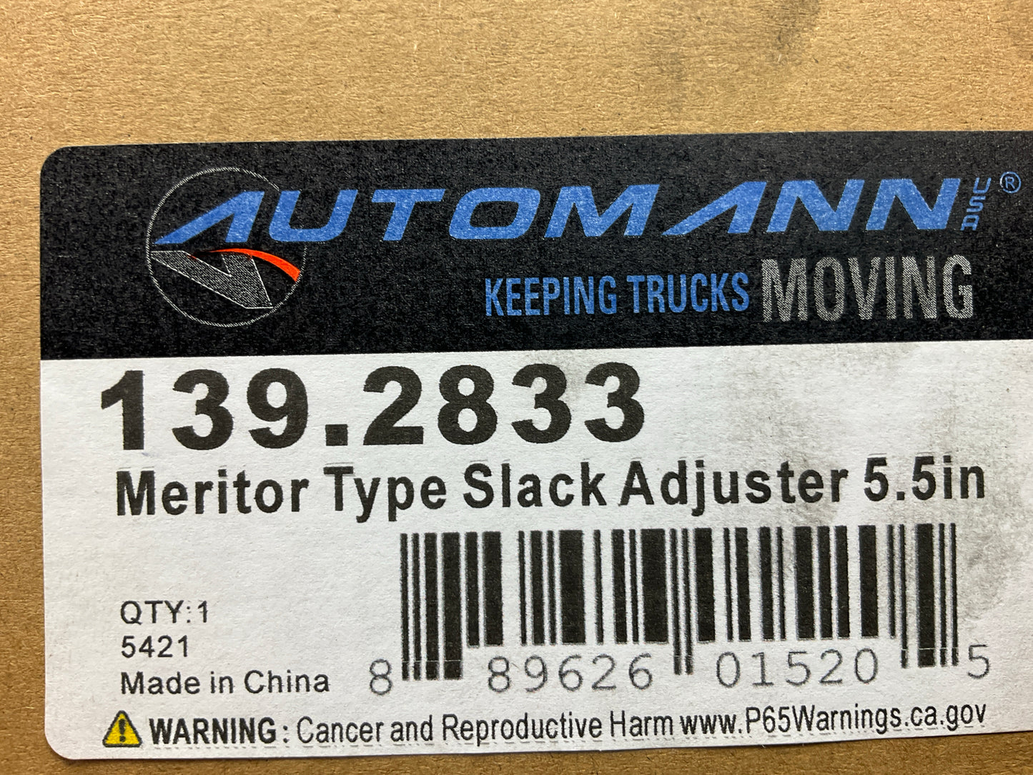 Automann 139.2833 Automatic Slack Adjuster 1-1/2'' 28 Spline, 5.5'' Arm, Meritor