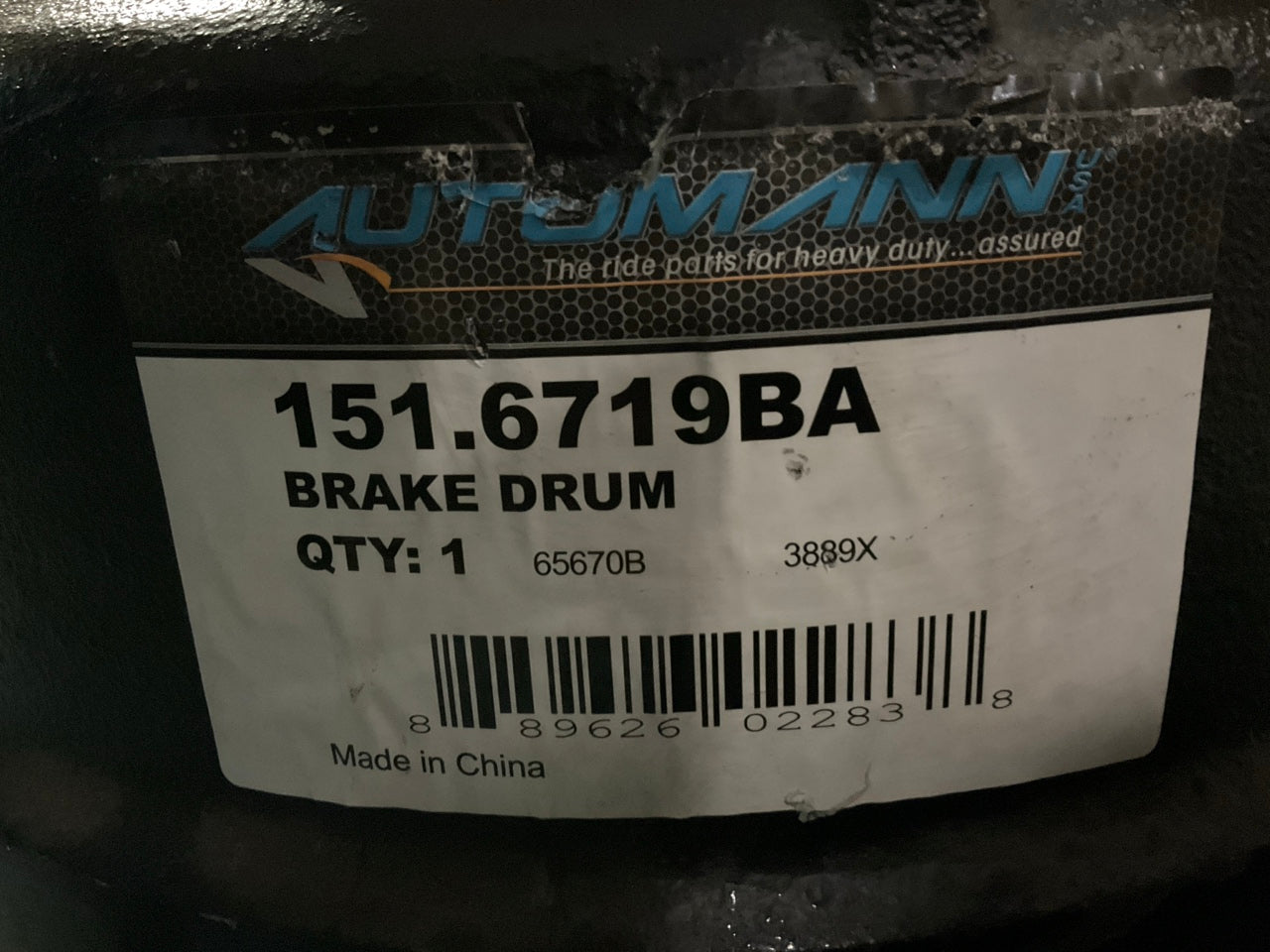 (2) Automann 151-6719BA Outboard Mount Brake Drums 16-1/2'' X 7'', 10 Bolt Holes