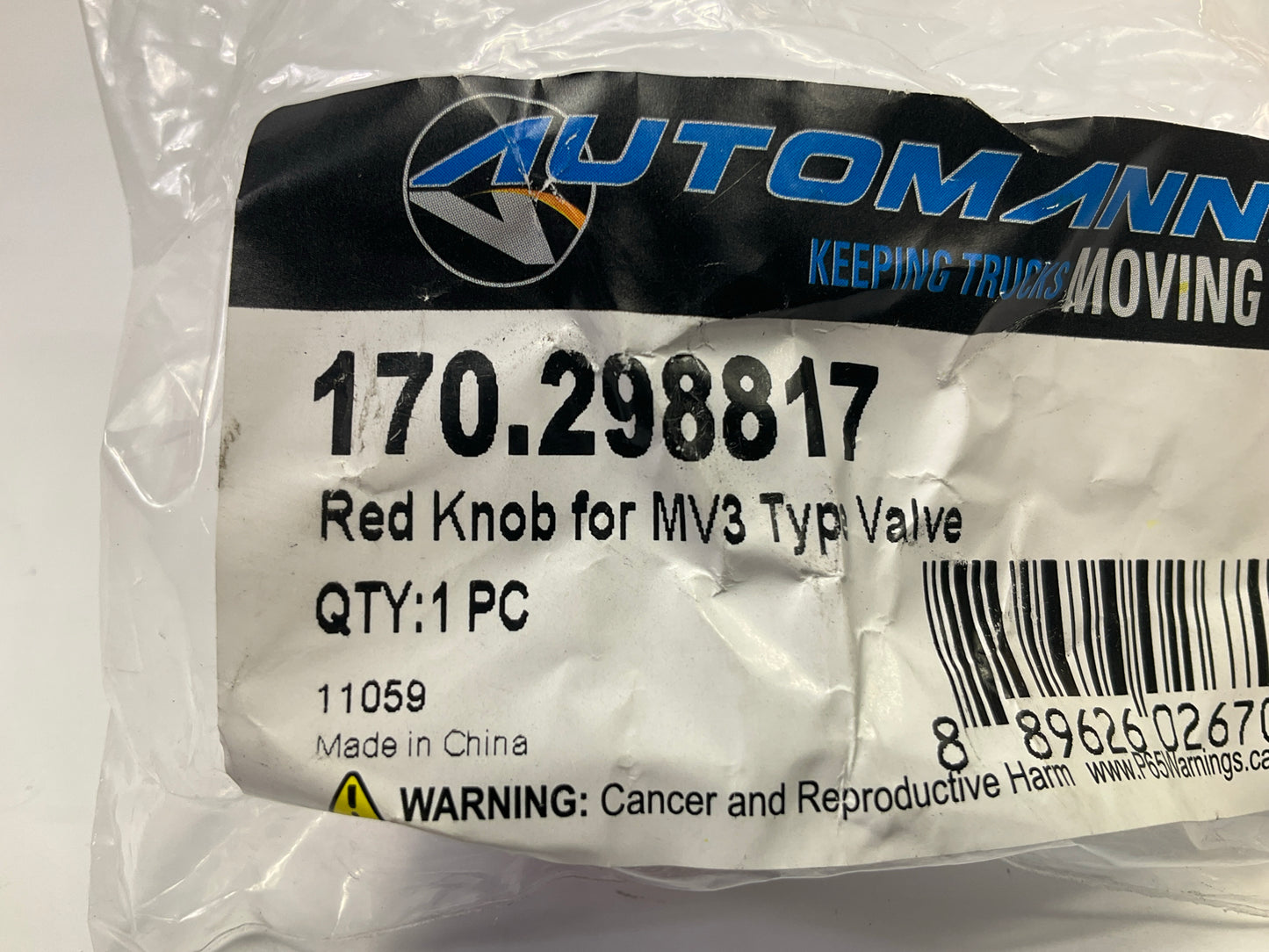 Automann 170.298817 Red Trailer Air Supply MV-3 Control Valve Knob