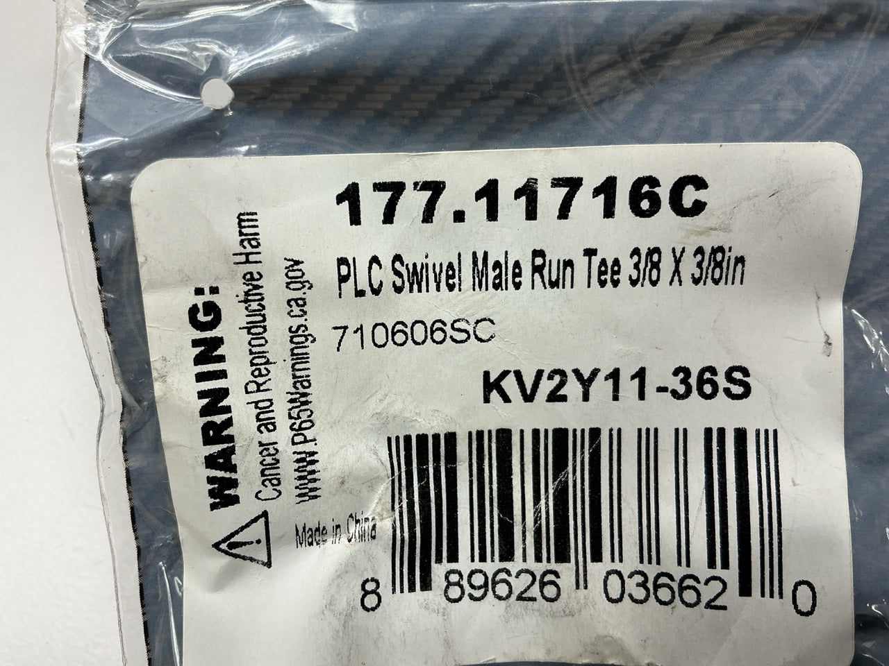 Automann 177.11716C Push-Lock Air Brake Fitting, Male Run Tee, 3/8'' X 3/8''