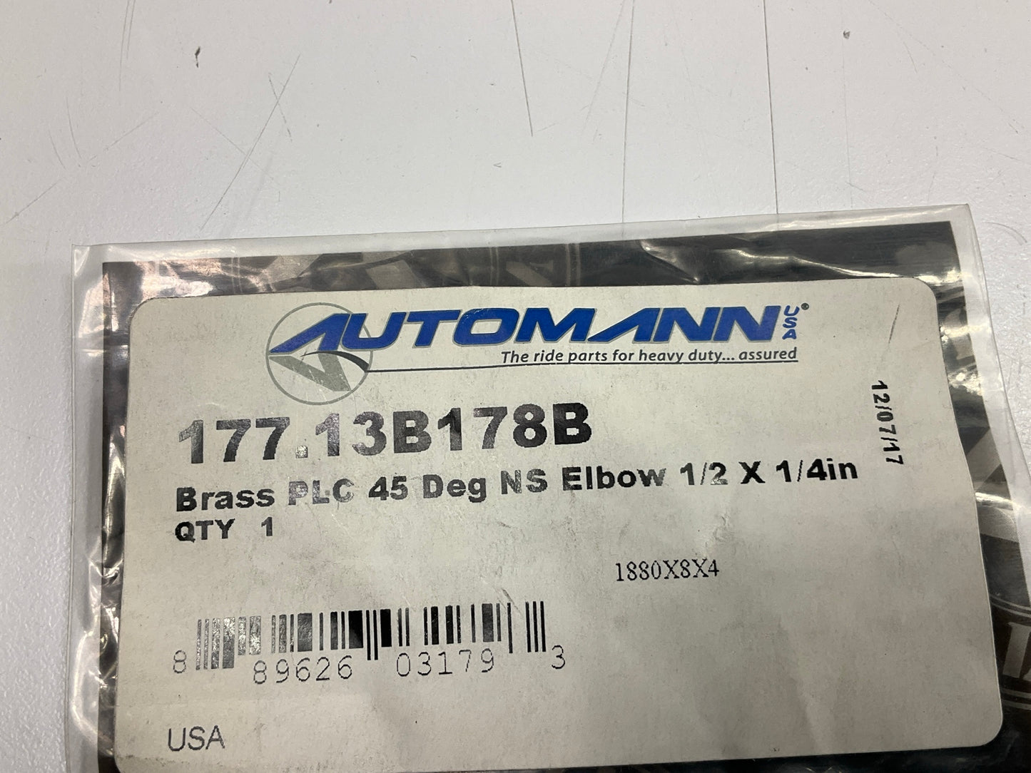 Automann 177.13B178B Brass PLC 45 Deg NS Elbow 1/2'' X 1/4'' Air Brake Fitting