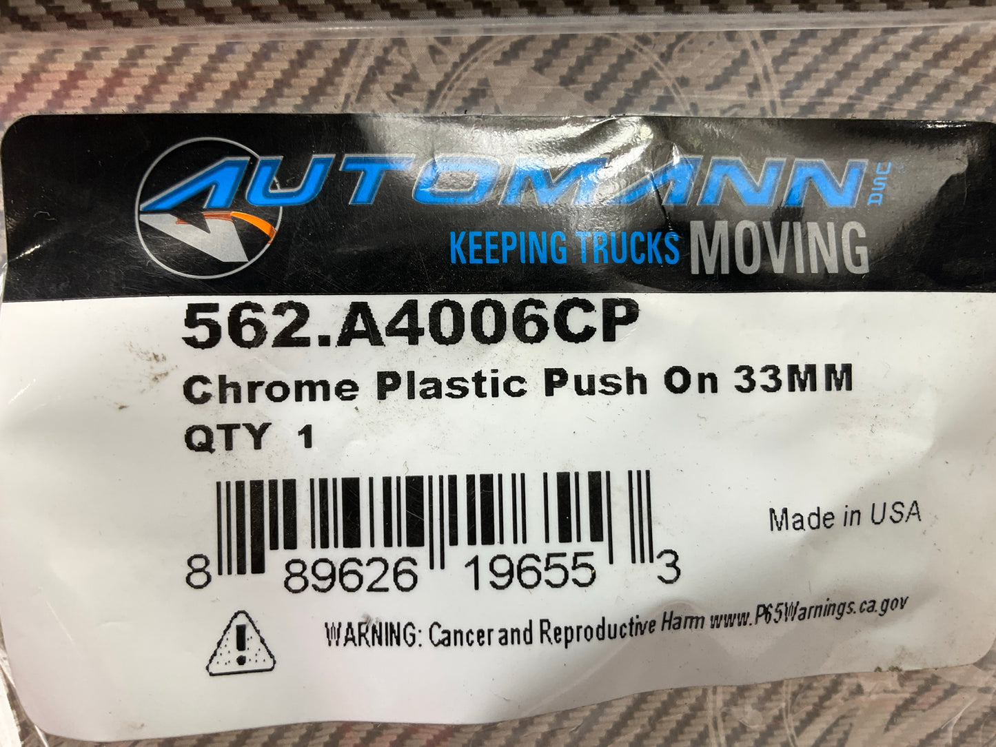 (9) Automann 562.A4006CP Chrome Plastic Push On Wheel Lug Nut Cover, 33MM