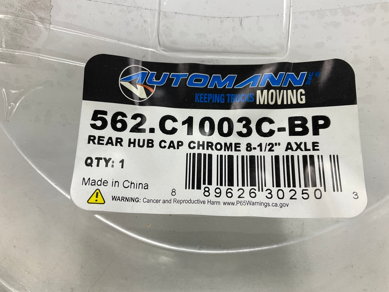 (2) Automann 562.C1003C-BP 8-1/2'' Axle Rear Hub Cap Dome Style Chrome, 8 Stud