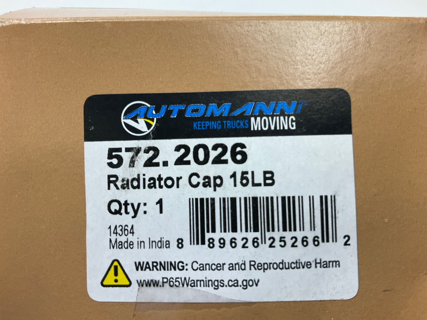 Automann 572.2026 Radiator Cap 15LB, Kenworth T600, T660, T800 - ( RC1540 )