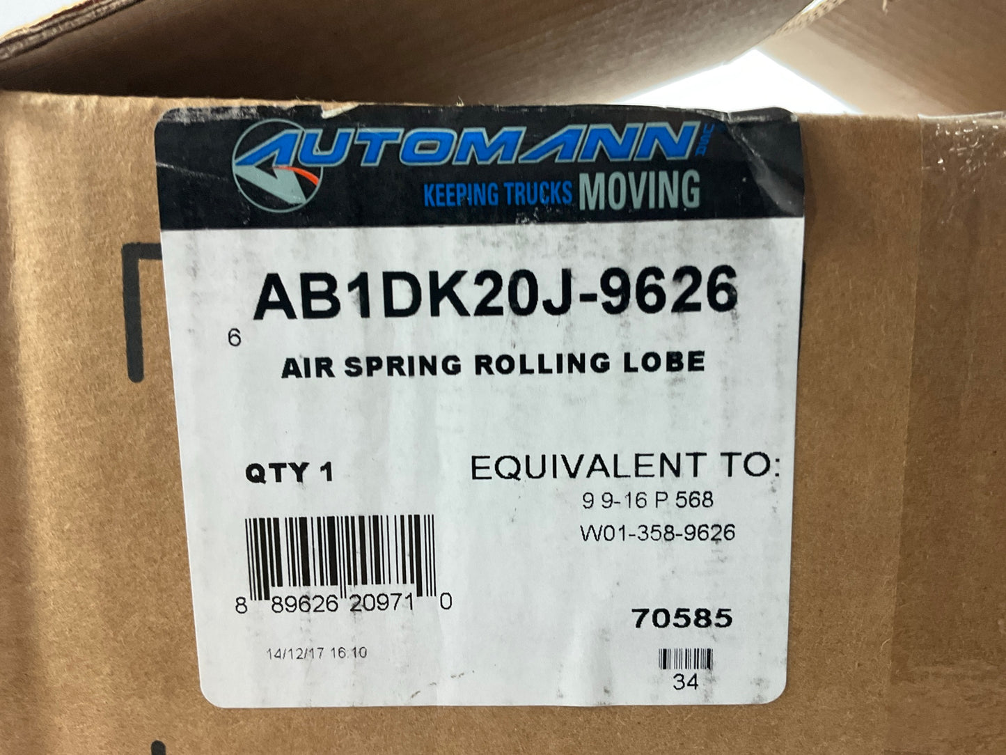 Automann AB1DK20J-9626 Air Spring Bag - Replaces S-23720, W01-358-9626