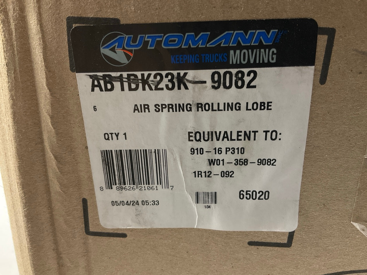Automann AB1DK23K-9082 Air Spring Bag - Replaces W01-358-9082, 1R12-092