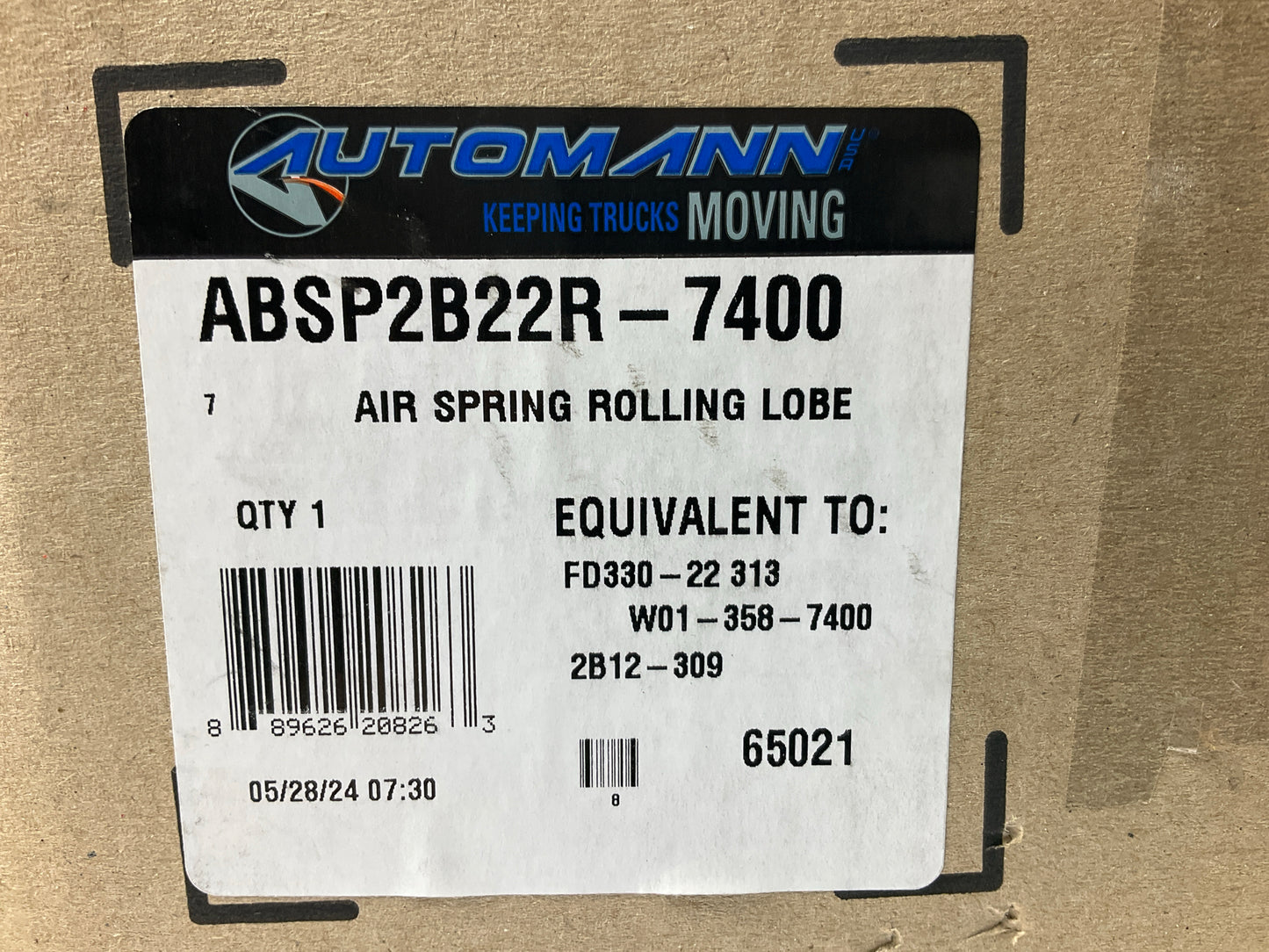 Automann ABSP2B22R-7400 Air Spring Bag - Replaces 2B12-309, 7400