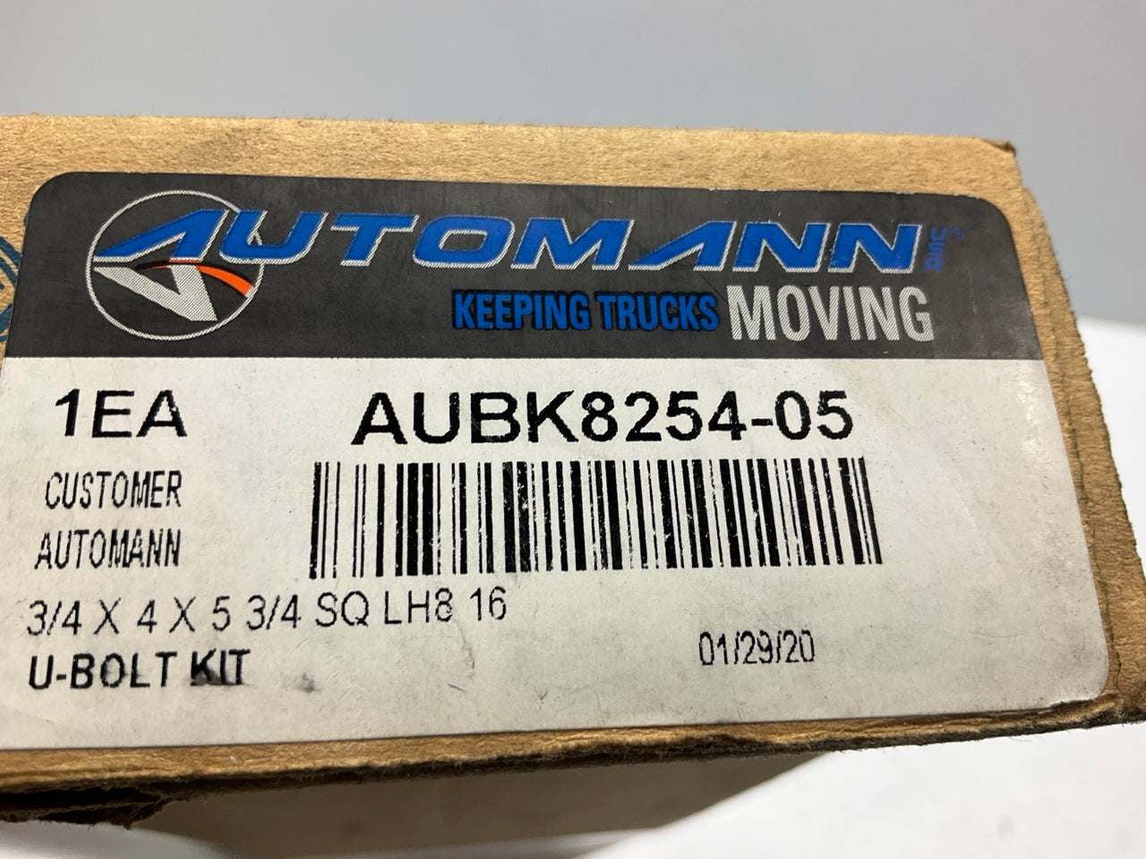 Automann AUBK8254-05 Square Bend U-Bolt Kit, 3/4'' X 4'' X 5-3/4''