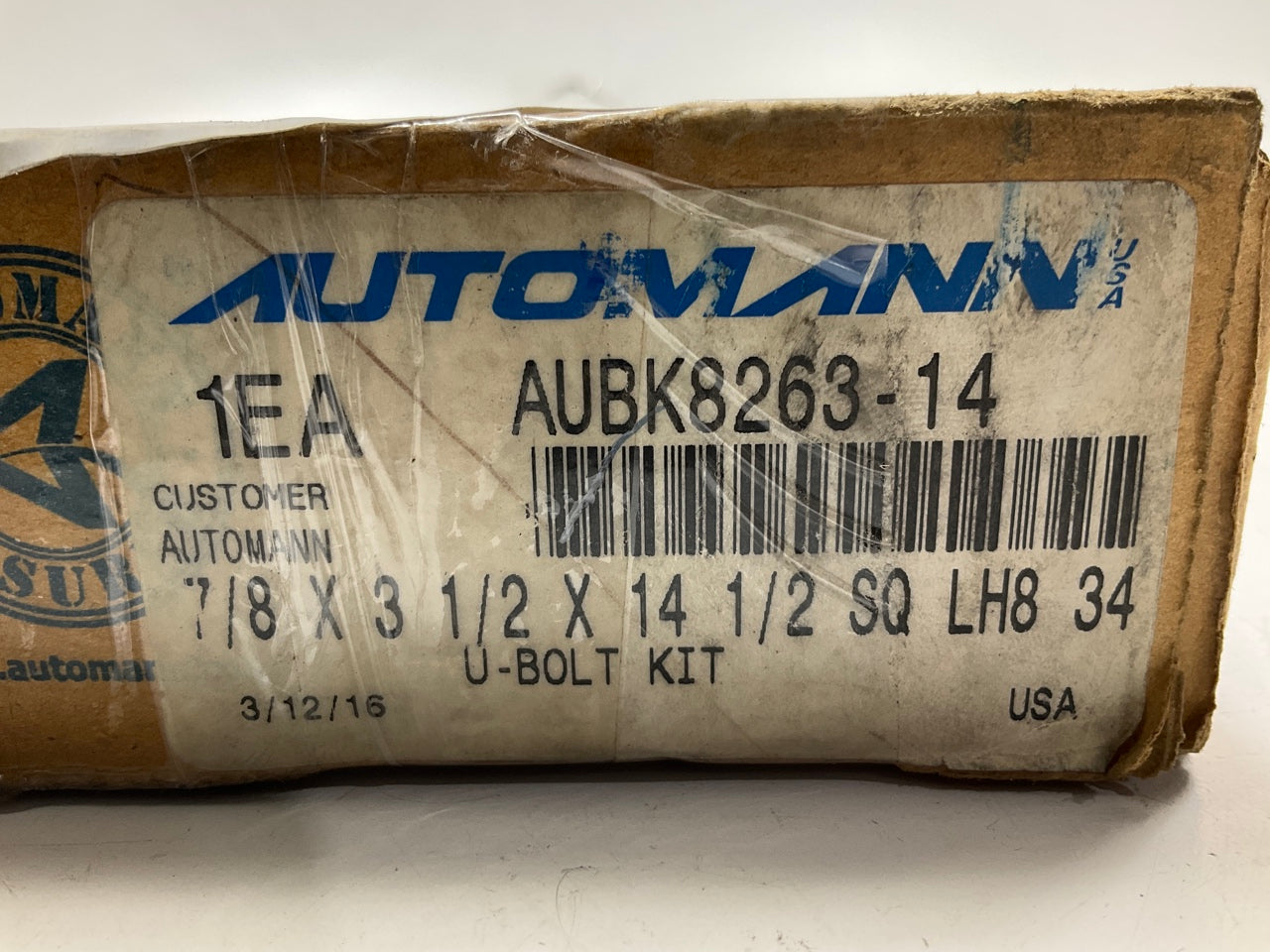 Automann AUBK8263-14 Leaf Springs U-Bolt Kit - 7/8 X 3-1/2'' X 14-1/2''