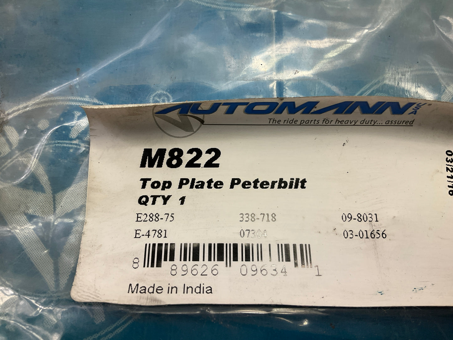 Automann M822 U-bolt Top Plate For Peterbilt Air Trac And Air Leaf Suspensions